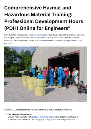 Comprehensive Hazmat and Hazardous Material Training: Professional Development