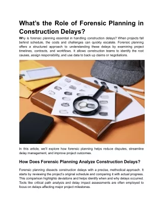 What’s the Role of Forensic Planning in Construction Delays