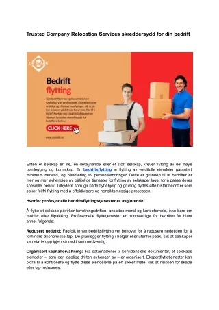 Trusted Company Relocation Services skreddersydd for din bedrift
