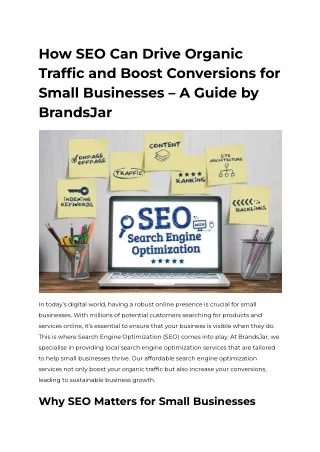 How SEO Can Drive Organic Traffic and Boost Conversions for Small Businesses – A Guide by BrandsJar