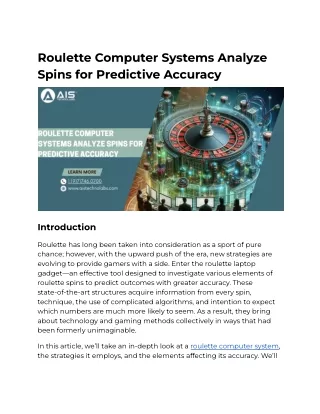 Roulette Computer Systems Analyze Spins for Predictive Accuracy