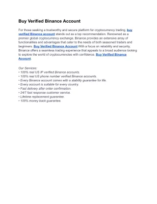 Buy Verified Binance Account