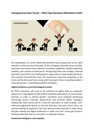 Emerging Executive Trends – What Top Executives Will Need In 2025
