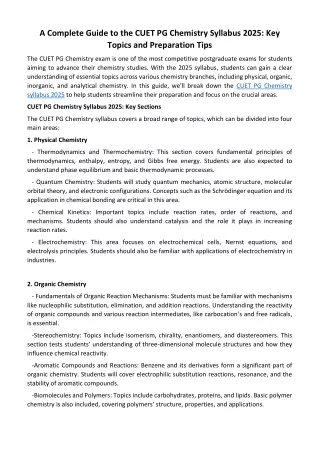 A Complete Guide to the CUET PG Chemistry Syllabus 2025: Key Topics and Preparat