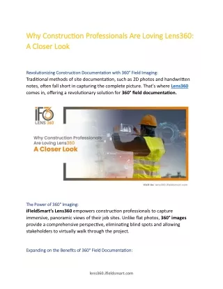 Why Construction Professionals Are Loving Lens360 A Closer Look - iFIeldSmart