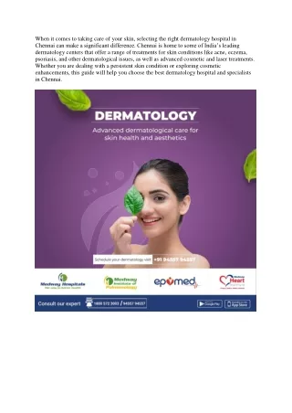 Dermatology Hospital in Chennai