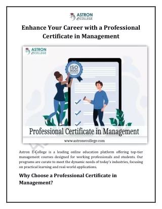 Enhance Your Career with a Professional Certificate in Management