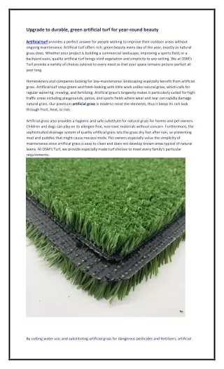 Upgrade to durable, green artificial turf for year-round beauty