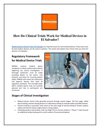 How Do Clinical Trials Work for Medical Devices in El Salvador?