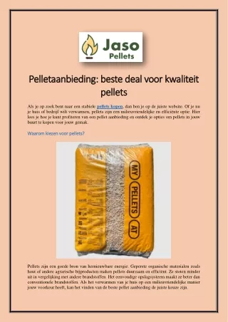 Pelletaanbieding beste deal voor kwaliteit pellets