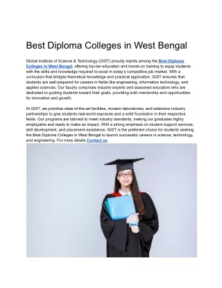 Best Diploma Colleges in West Bengal