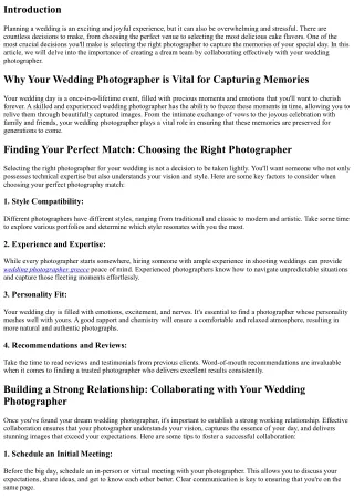 Creating a Dream Team: Collaborating with Your Wedding Photographer