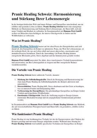 Pranic Healing Schweiz: Harmonisierung und Stärkung Ihrer Lebensenergie