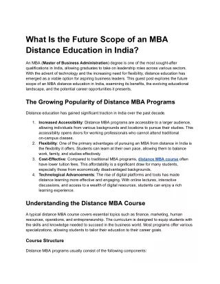 What Is the Future Scope of an MBA Distance Education in India