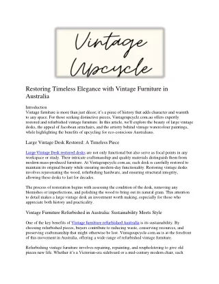 Vintage Upcycle - Secondhand Furniture Retailer in Melbourne
