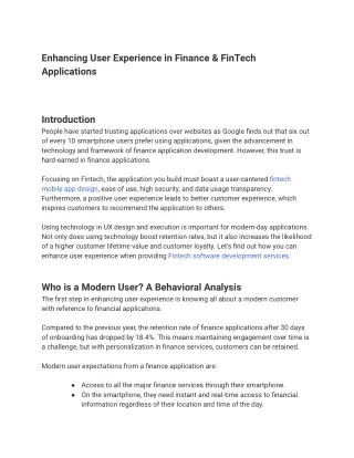 Enhancing User Experience in Finance & FinTech Applications