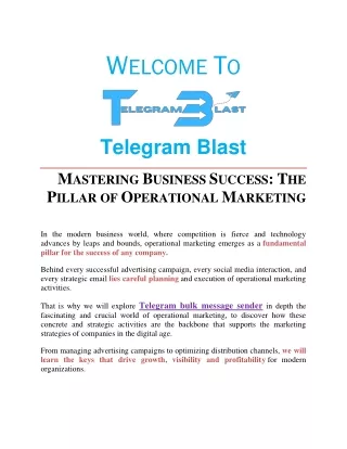 Mastering Business Success The Pillar of Operational Marketing