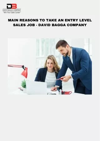 Entry Level Sales Salary Insights By David Bagga Company