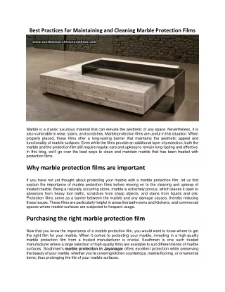 Best Practices For Maintaining And Cleaning Marble Protection Films