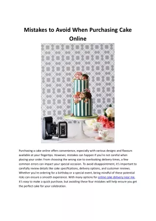 Mistakes to Avoid When Purchasing Cake Online
