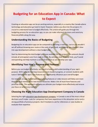 Budgeting for an Education App in Canada What to Expect