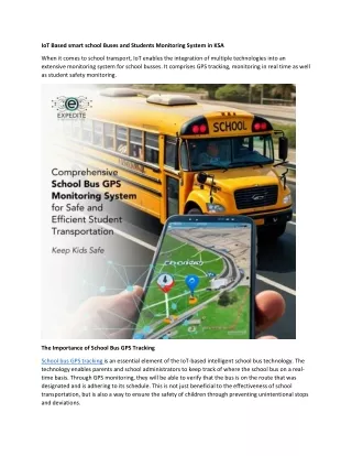 IoT Based Smart School Bus and Student Monitoring System in KSA