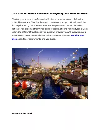 UAE Visa for Indian Nationals Everything You Need to Know