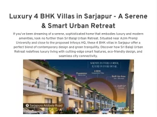 Balaji Urban Retreat - Luxury 4 BHK Villas in Sarjapur
