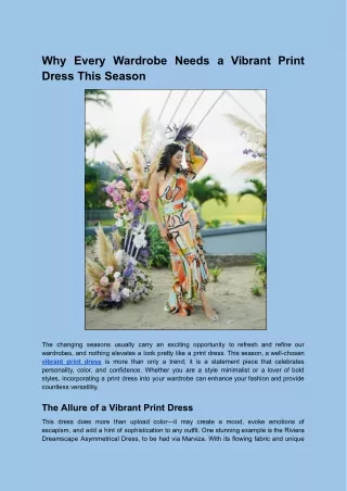 Why Every Wardrobe Needs a Vibrant Print Dress This Season