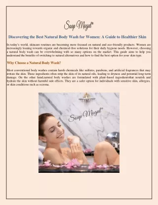 Discovering the Best Natural Body Wash for Women A Guide to Healthier Skin