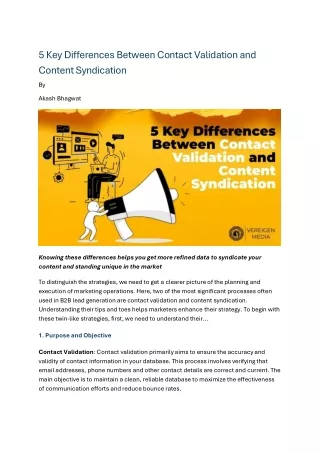 5 Key Differences Between Contact Validation and Content Syndication