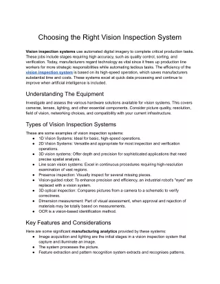 Prescient- Choosing the Right Vision Inspection System
