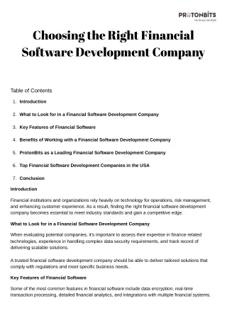 Choosing the Right Financial Software Development Company
