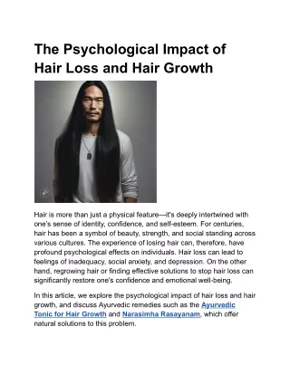 The Psychological Impact of Hair Loss and Hair Growth