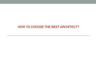 How to choose the best architect?