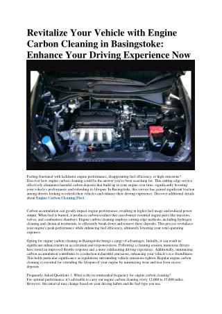 Engine Carbon Cleaning Fareham