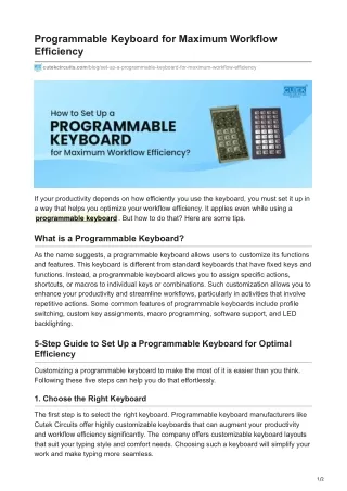 Programmable Keyboard for Maximum Workflow Efficiency