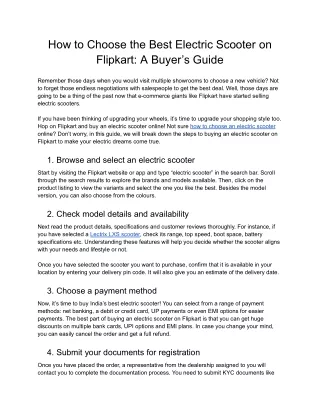 How to Choose the Best Electric Scooter on Flipkart_ A Buyer’s Guide