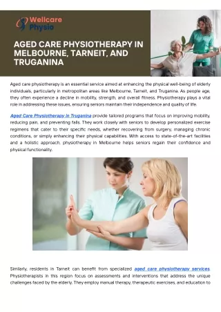 Access Aged Care Physiotherapy Services - Wellcare Physio