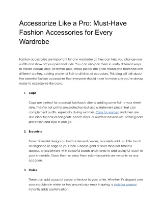 Accessorize Like a Pro_ Must-Have Fashion Accessories for Every Wardrobe