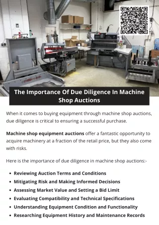 The Importance Of Due Diligence In Machine Shop Auctions
