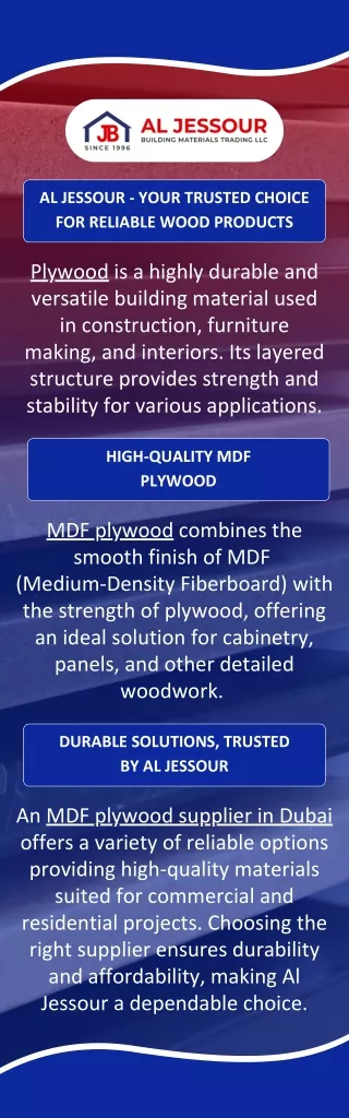 AL JESSOUR - YOUR TRUSTED CHOICE FOR RELIABLE WOOD PRODUCTS