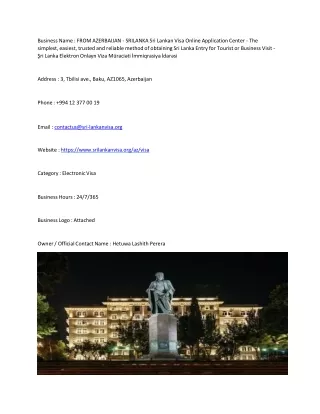 FROM AZERBAIJAN - SRILANKA  Sri Lankan Visa Online Application Center - The simp