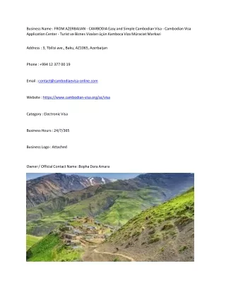 FROM AZERBAIJAN - CAMBODIA Easy and Simple Cambodian Visa - Cambodian Visa Appli