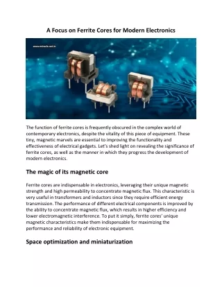 A Focus On Ferrite Cores For Modern Electronics