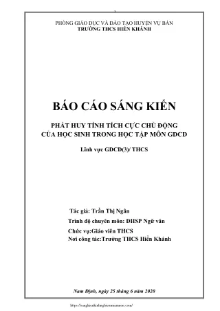 Phát huy tính tích cực chủ động của học sinh trong học tập môn GDCD