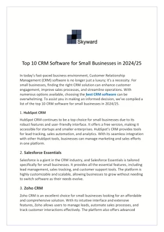 Top 10 CRM Software for Small Businesses