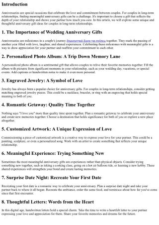 Meaningful Anniversary Gifts for Couples in Long-Term Relationships