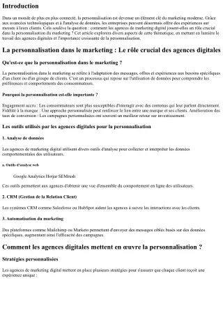La personnalisation dans le marketing : Le rôle crucial des agences digitales