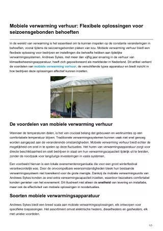 Mobiele verwarming verhuur Flexibele oplossingen voor seizoensgebonden behoeften